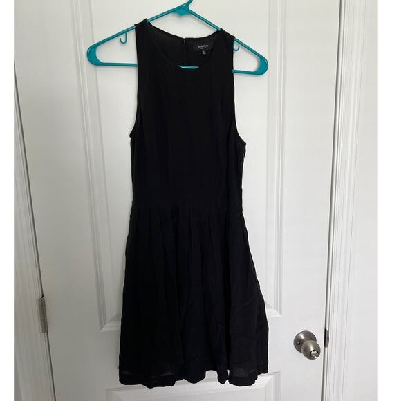 Babaton 100% Silk Sleeveless Drop Waist Tiered Midi Dress Black Women's Size 0 - Picture 1 of 6